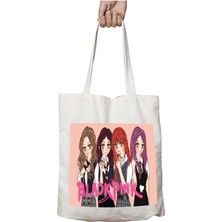 Black Pink Blackpink Grup Müzik Iki Tarafı Kalıcı Baskılı Yıkanabilir Okul Plaj Omuz Bez Çantası