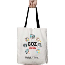 Siyah Kulplu Kişiye Özel Göz Doktoru Kaş Yıkanabilir Okul Omuz Çanta