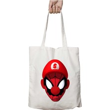 Spiderman Super Mario Iki Tarafı Kalıcı Baskılı Yıkanabilir Okul Plaj Omuz Bez Çantası
