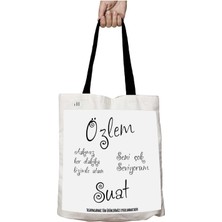 Siyah Kulplu Kişiye Özel Seni Çok Seviyorum Her Dakika Yıkanabilir Okul Omuz Çanta