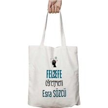 Kişiye Özel Felsefe Öğretmeni Kafa Iki Tarafı Kalıcı Baskılı Yıkanabilir Çanta