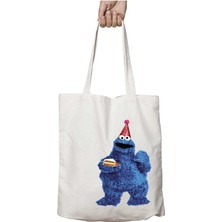 Kurabiye Canavarı Kutlama Iki Taraf Kalıcı Yıkanabilir Okul Plaj Omuz Bez Çanta