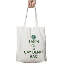 Sakin Ol Çay Demle Hacı Iki Taraf Kalıcı Yıkanabilir Okul Plaj Omuz Bez Çanta