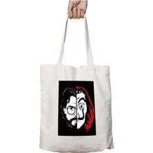 La Casa De Papel  El Profesor Iki Tarafı Kalıcı Baskılı Yıkanabilir Okul Plaj Omuz Bez Çantası