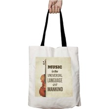 Siyah Kulplu Music Is The Unıversal Language Of Mankind Yıkanabilir Okul Omuz Çanta
