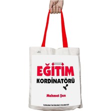 Kırmızı Kulplu Kişiye Özel Eğitim Koordinatörü Yıkanabilir Omuz Çanta