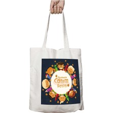 Canım Benim Öğretmenim Iki Tarafı Kalıcı Baskılı Yıkanabilir Okul Plaj Omuz Bez Çantası