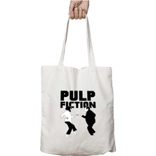 Pulp Fiction Iki Tarafı Kalıcı Baskılı Yıkanabilir Okul Plaj Omuz Bez Çantası