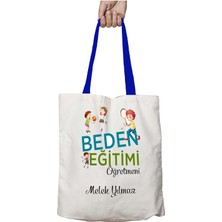 Mavi Kulplu Kişiye Özel Beden Eğitimi Öğretmeni Oyun Yıkanabilir Omuz Çanta