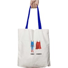 Mavi Kulplu Kahraman Süper Çamaşırlar Yıkanabilir Omuz Çanta