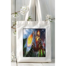 World Of Warcraft Oyun Baskılı Bez Çanta Omuz Çantası Kişiye Özel Model 3