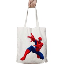 Spider Man Örümcek Adam Iki Tarafı Kalıcı Baskılı Yıkanabilir Okul Plaj Omuz Bez Çantası