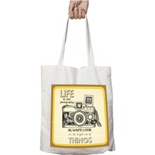 Life Is Like Photography Always Look Foto Iki Tarafı Kalıcı Baskılı Yıkanabilir Çanta