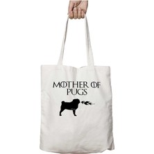 Mother Of Pugs Iki Tarafı Kalıcı Baskılı Yıkanabilir Çanta