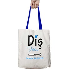 Mavi Kulplu Kişiye Özel Diş Hekimi Yıkanabilir Omuz Çanta