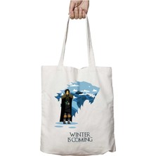 Winter Is Coming Jon Snow Game Of Thrones Iki Tarafı Kalıcı Baskılı Yıkanabilir Çanta