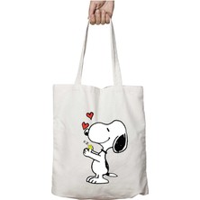 Snoopy Love Kalp Zzzz Iki Taraf Kalıcı Yıkanabilir Okul Plaj Omuz Bez Çanta