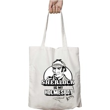 Sherlock Is My Holmes Boy Iki Taraf Kalıcı Yıkanabilir Okul Plaj Omuz Bez Çanta
