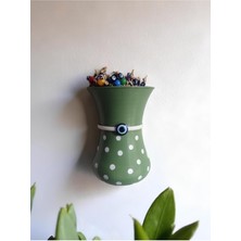 Renkli Puantiyeli Boncuklu Küçük Saksı, Duvar, Balkon ve Kapı Süsü