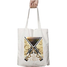 Sniper Desert Iki Tarafı Kalıcı Baskılı Yıkanabilir Çanta