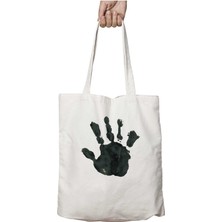 Mão Dokunma Siyah El Iki Tarafı Kalıcı Baskılı Yıkanabilir Okul Plaj Omuz Bez Çantası