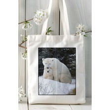 Kutup Ayısı Baskılı Bez Çanta Omuz Çantası Kişiye Özel Model 3