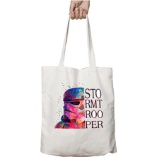 Stormtrooper Yazı Iki Tarafı Kalıcı Baskılı Yıkanabilir Okul Plaj Omuz Bez Çantası