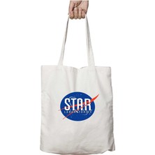 Star Labs & Nasa Logo Iki Tarafı Kalıcı Baskılı Yıkanabilir Okul Plaj Omuz Bez Çantası