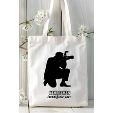 Kameraman Baskılı Bez Omuz Çantası Kişiye Özel Model 5