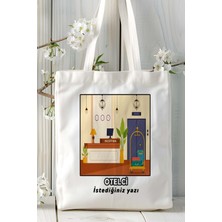Otelci Baskılı Bez Omuz Çantası Kişiye Özel Model 2