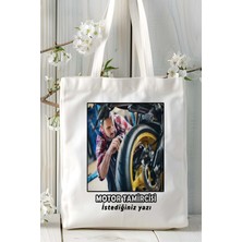 Motor Tamircisi Baskılı Bez Omuz Çantası Kişiye Özel Model 8