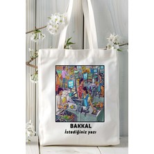 Bakkal Baskılı Bez Omuz Çantası Kişiye Özel Model 7