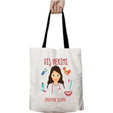 Siyah Kulplu Kişiye Özel Diş Hekimi Yıkanabilir Okul Omuz Çanta