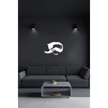 Beyaz Ahşap Kedi Tablo, Mdf Lazer Kesim, 3mm, Kendinden Yapışkanlı Duvar Dekoru