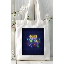 Gamer Baskılı Bez Çanta Omuz Çantası Kişiye Özel Desen 1