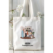 Stilist Baskılı Bez Omuz Çantası Kişiye Özel Model 1