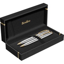 Scrikss & WizDesign 39 Tükenmezkalem + Versatil Ikili Set Gold Krom ( Ömür Boyu Garantili - Lüks Kutulu - İsme Özel Tasarım )