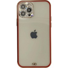 iPhone 12 Pro Max Kılıf Liva Taşlı Silikon - Kırmızı