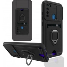 Xiaomi Redmi Note 8 Kılıf Zuma Kartvizitli Yüzüklü Silikon - Siyah