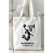 Basketbolcu Basketbol Basket Baskılı Bez Omuz Çantası Kişiye Özel Model 28