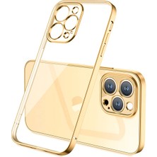 iPhone 13 Pro Renkli Kenar Şeffaf Kılıf Kamera Korumalı Silikon KILIF-(1903)