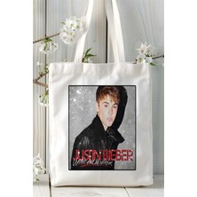 Justin Bieber Baskılı Bez Çanta Omuz Çantası Kişiye Özel Desen 2