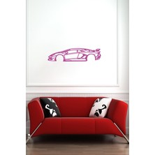 Pembe Ahşap Araç Tablo 3mm Lazer Kesim Duvar Dekorasyonu Kendinden Yapışkanlı