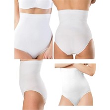 Doğum Sonrası Beyaz 1 Beden Küçük Gösteren Yüksek Bel Toparlayıcı Slip Korse Külot