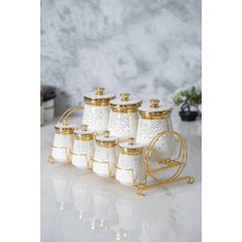 8 Parça Porselen Baharat Takımı, Gold Renkli, Şık ve Kullanışlı Tasarım