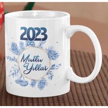 2023 Yılbaşı Çam Ağacı Yaprakları Iki Tarafı Baskılı Kupa Bardak