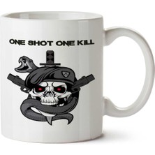 One Shot One Kill Kobra Silah Kurukafa Iki Tarafı Baskılı Kupa Bardak