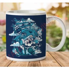 Plumb Carib Super Mario Bros Iki Tarafı Baskılı Kupa Bardak