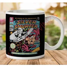 1-1932 Silver Smurfer The Smurfs Silver Surfer Iki Tarafı Baskılı Kupa Bardak