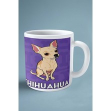 Chihauhau Köpek Isimli Kişiye Özel Baskılı Kupa Bardak Mor Kemik